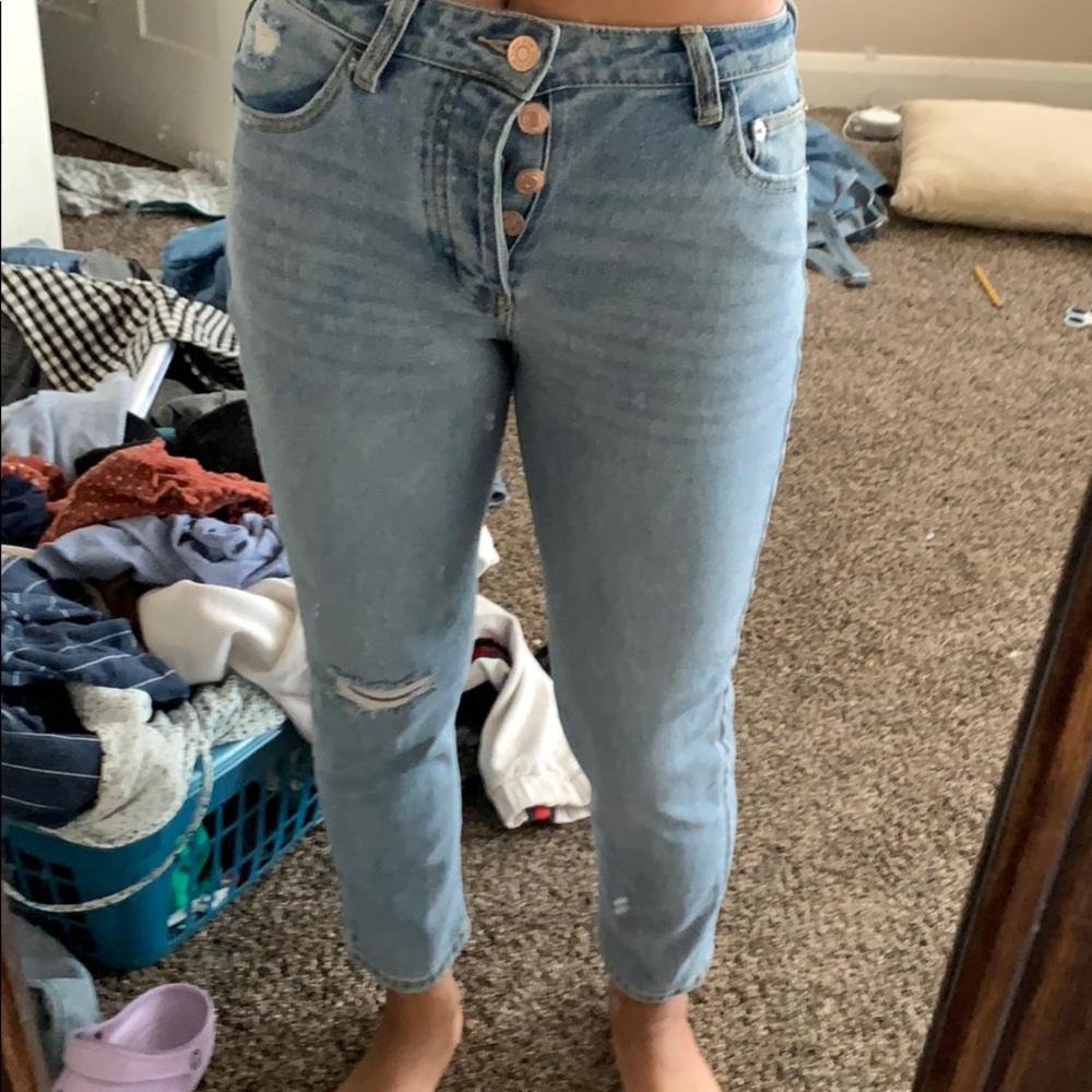 Light blue jeans.